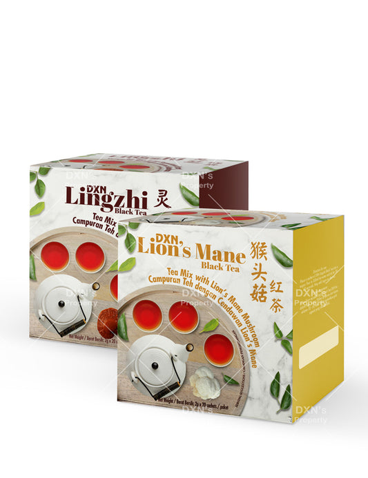 DXN Lingzhi Black Tea and DXN Lion's Mane Black Tea